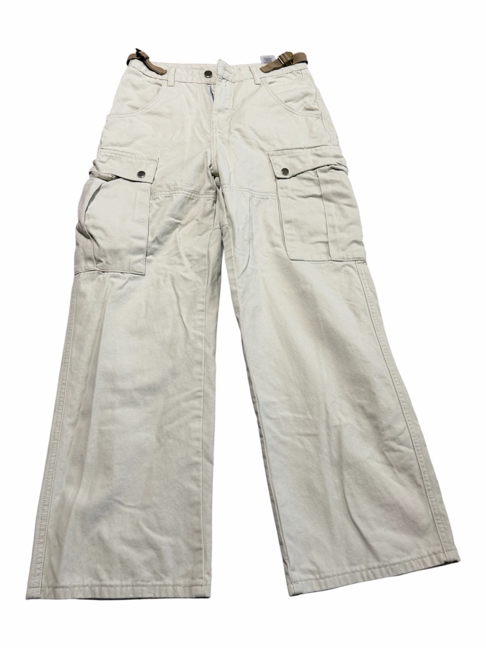 Aelfric Eden Y2K Baggy Cargo Pants Cream Khaki Multi Pocket Utility Size Small